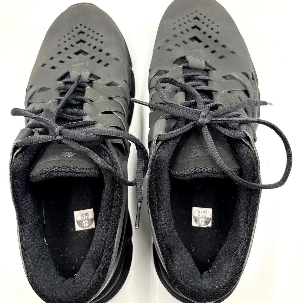 Nike Lunar Fingertrap TR Mens Size 12 Triple Black Training Shoes 898066-010
